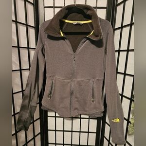 The North Face Gray/Green Fleece Lined‎ Jacket with Yellow Logo Size Small